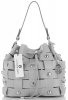 Vittoria Gotti Modna Torebka Skórzana Unikatowy Shopper Made in Italy Jasno Szara